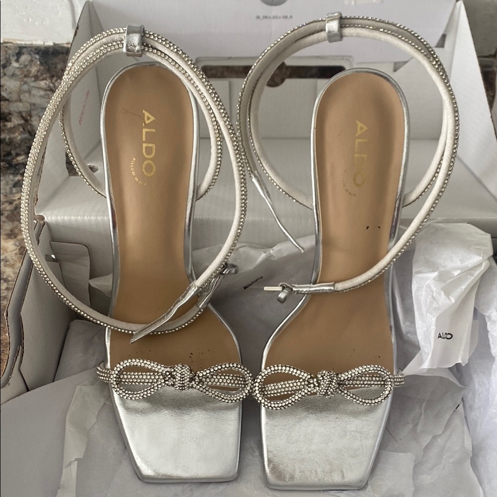 Aldo Silver Strappy Heels